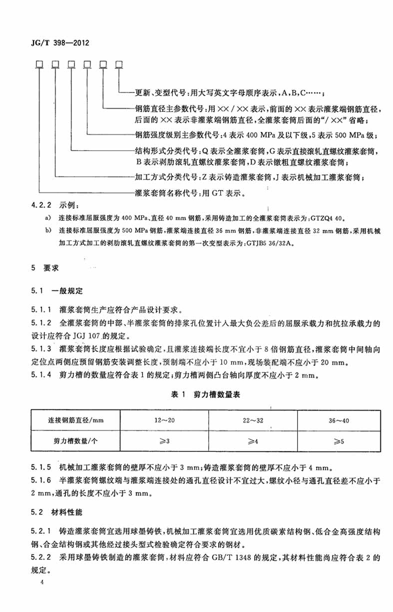 JGT398-2012鋼筋連接用灌漿套筒操作規范標準